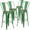 Flash Furniture Green Metal Barstool with Back and Wood Seat, 30" High, PK4 4-CH-31320-30GB-GN-WD-GG - alternate 2
